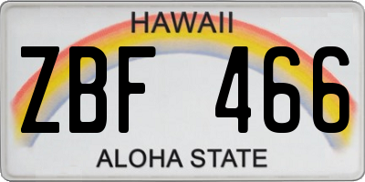 HI license plate ZBF466
