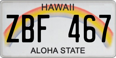 HI license plate ZBF467