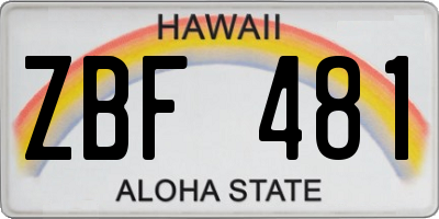 HI license plate ZBF481
