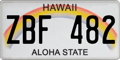 HI license plate ZBF482