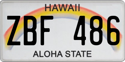 HI license plate ZBF486