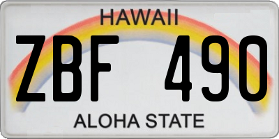 HI license plate ZBF490