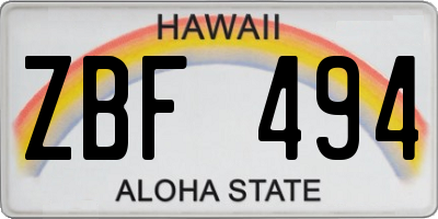 HI license plate ZBF494