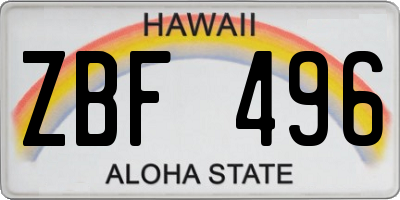 HI license plate ZBF496