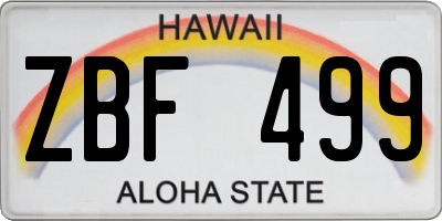 HI license plate ZBF499