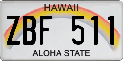 HI license plate ZBF511