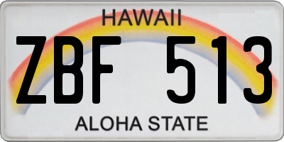HI license plate ZBF513