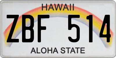 HI license plate ZBF514