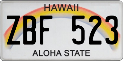 HI license plate ZBF523