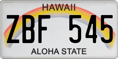 HI license plate ZBF545