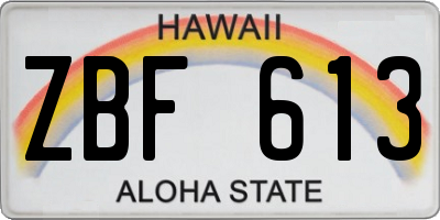 HI license plate ZBF613