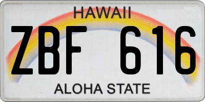HI license plate ZBF616