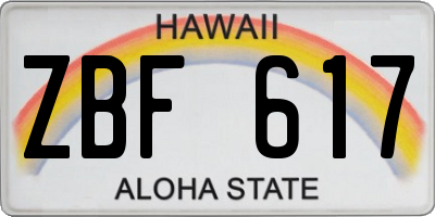 HI license plate ZBF617