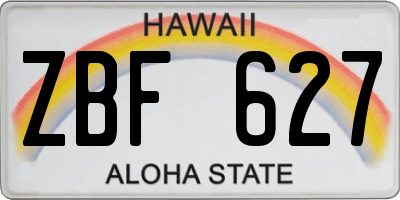 HI license plate ZBF627