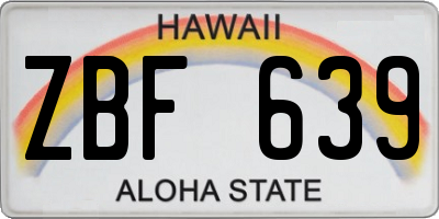 HI license plate ZBF639