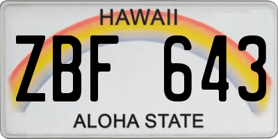 HI license plate ZBF643