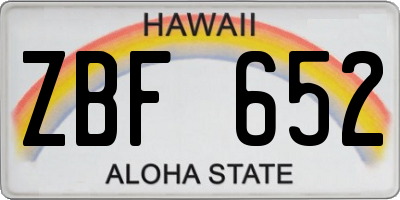 HI license plate ZBF652