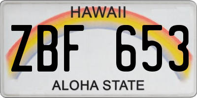 HI license plate ZBF653