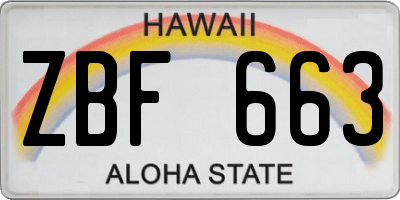 HI license plate ZBF663