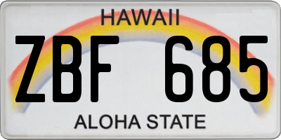 HI license plate ZBF685