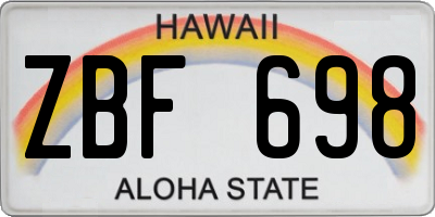 HI license plate ZBF698
