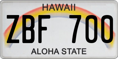 HI license plate ZBF700