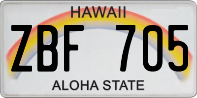 HI license plate ZBF705