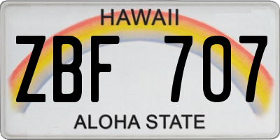 HI license plate ZBF707