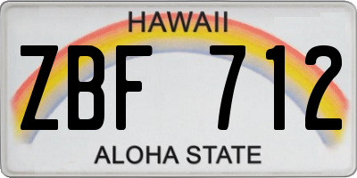 HI license plate ZBF712