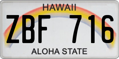 HI license plate ZBF716