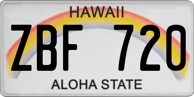 HI license plate ZBF720