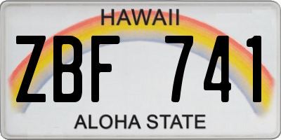 HI license plate ZBF741