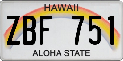 HI license plate ZBF751