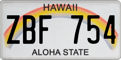 HI license plate ZBF754