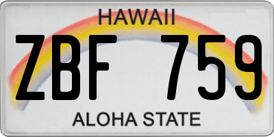 HI license plate ZBF759
