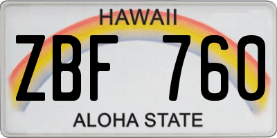HI license plate ZBF760