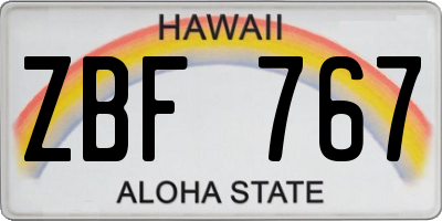 HI license plate ZBF767