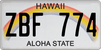HI license plate ZBF774