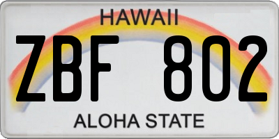 HI license plate ZBF802