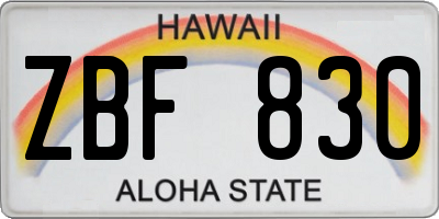 HI license plate ZBF830
