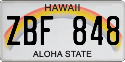 HI license plate ZBF848