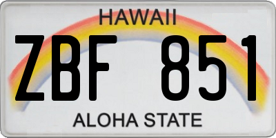 HI license plate ZBF851