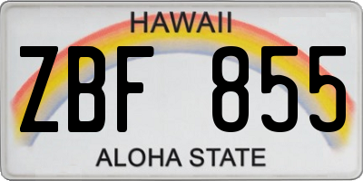 HI license plate ZBF855