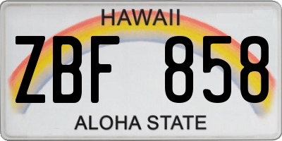 HI license plate ZBF858
