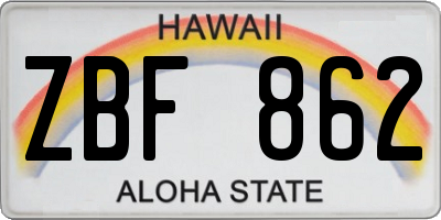 HI license plate ZBF862