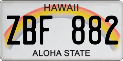 HI license plate ZBF882