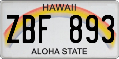 HI license plate ZBF893