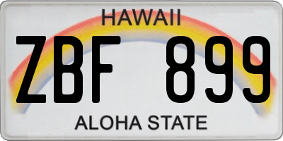 HI license plate ZBF899