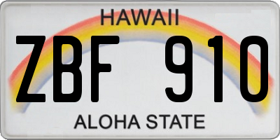 HI license plate ZBF910