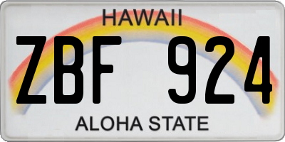 HI license plate ZBF924